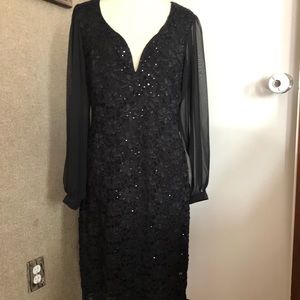 Black lace floral midi dress size 16